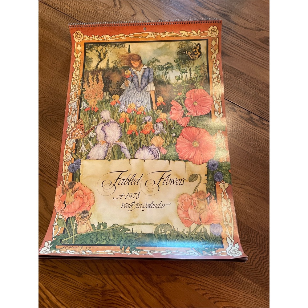 Vintage 1978 Fabled Flowers Wall Art Calendar Current Inc Floral Illustrations